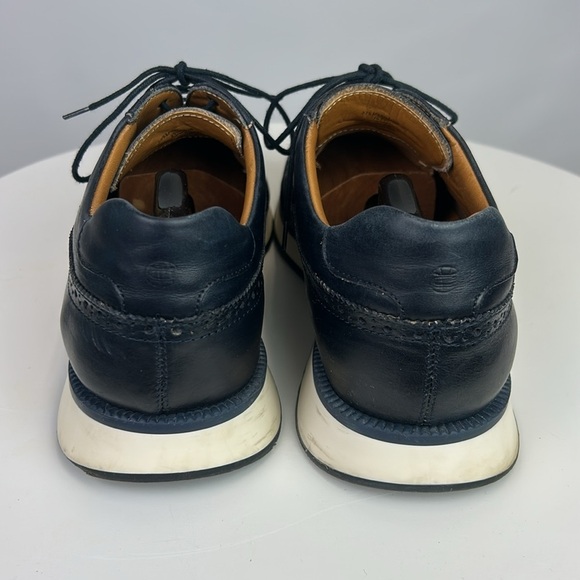Massimo Dutti Men’s Navy Blue Napa Leather Oxford Shoes White Rubber Outsoles main image 8